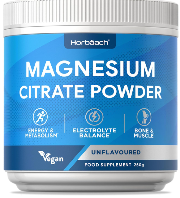 Magnesium Citrate Powder | Electrolyte Balance | Pure & High Strength Magnesium Supplement | 250g | Vegan & Unflavoured | Tablet Alternative Suitable for Men & Women | by Horbaach