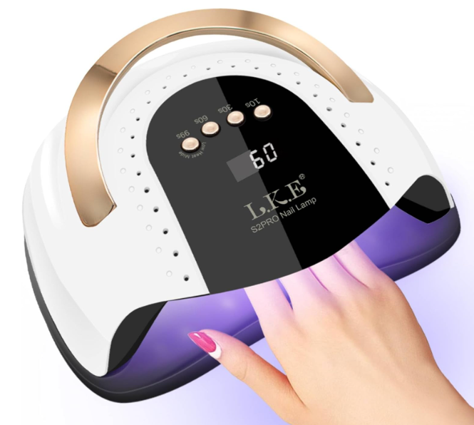 LKE UV Nail Lamp 268W Gel Nail Lamp Nail Dryer UV Lamps for Gel Nails, Professional LED Nail Lamp with Automatic Sensor / 4 Timer Setting, Portable UV/LED Light Home and Salon