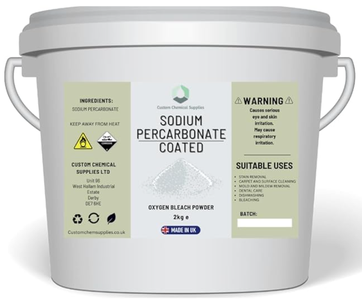 Customchem 2KG - Sodium Percarbonate Pure Granular Coated Oxygen Bleach Cleaner Stain Remover