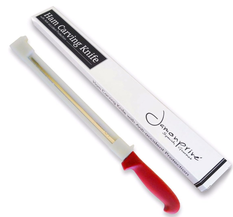 Jamonprive - Ham Knife with Accident Guard for Lefties & Righties (30 cm) - Ideal for cutting Serrano and Ibérico Hams