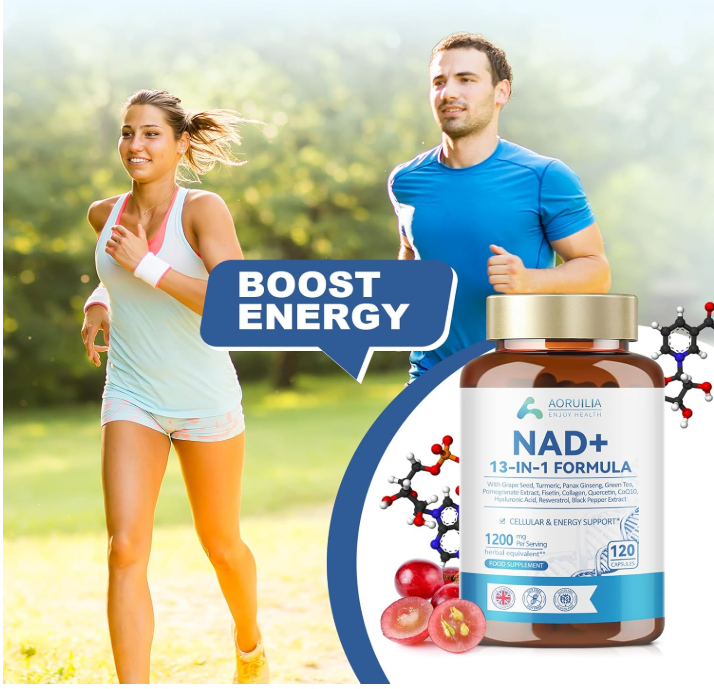NAD Supplements 1200mg, NAD+ 13 in 1 Superior Antioxidant Blend with Max Absorption for Cellular Energy and Healthy Aging Support, 120 Capsules
